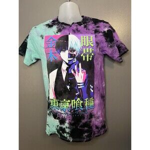 Tokyo Ghoul Shirt Mens XS Purple Black Mint Tie Dye Ken Kaneki Anime Graphic Tee